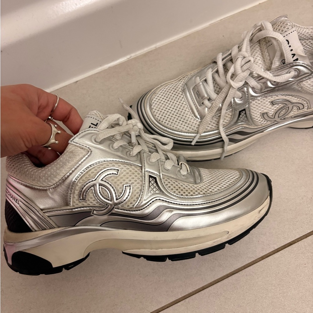 Chanel white and silver sneakers - Picture 7 of 12